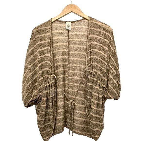 Anthropologie Twinkle Tan Boho Striped Cardigan Sweater - Picture 1 of 11